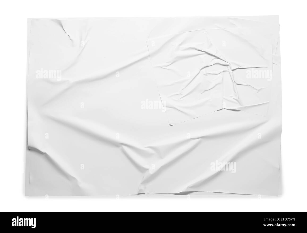 Foglio di carta bianco increspato su sfondo grigio chiaro, vista dall'alto. Poster a parete Foto Stock
