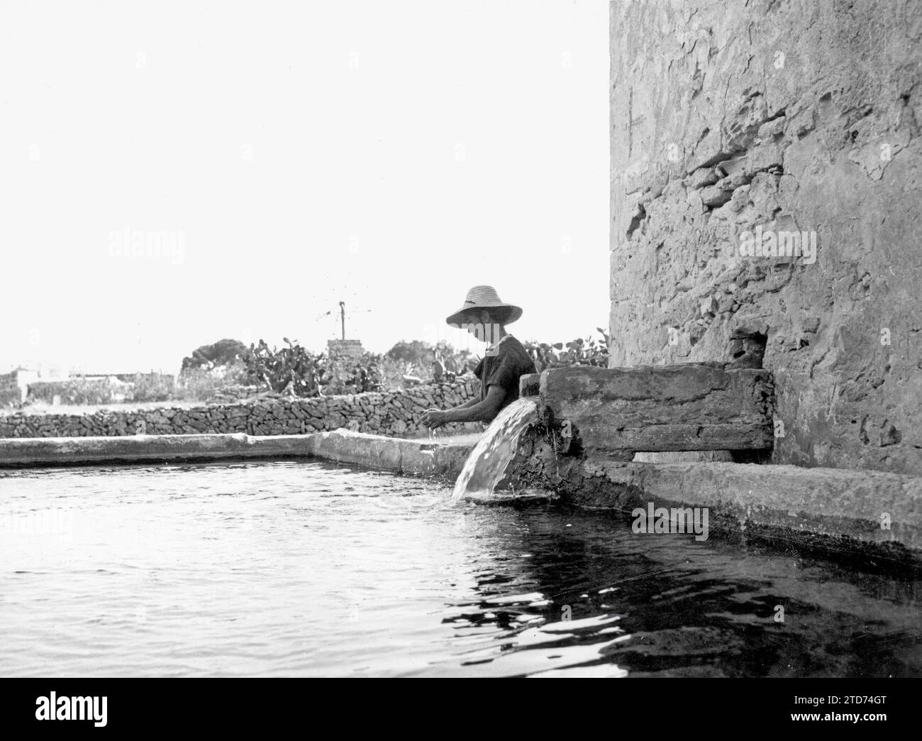 Mulini ad acqua nella campagna di Maiorca, in un'immagine del 1965. Crediti: Album / Archivo ABC / Teodoro Naranjo Domínguez Foto Stock