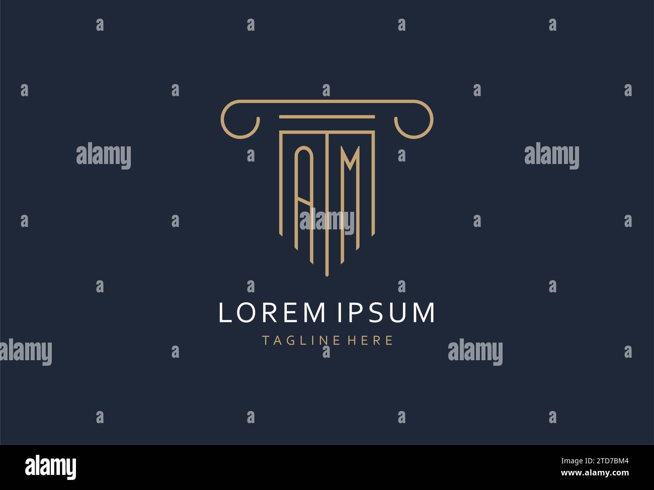 AM Initial con logo a forma di pilastro, logo con monogramma creativo per idee di design dello studio legale Illustrazione Vettoriale