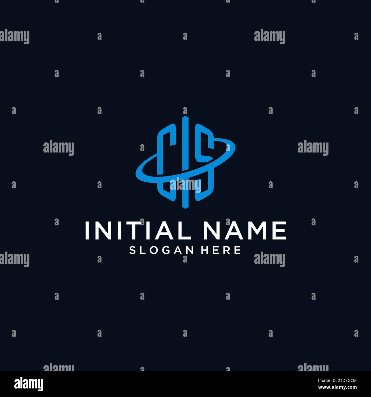 Logo monogramma iniziale CS con forma esagonale e idee di design Swoosh Illustrazione Vettoriale