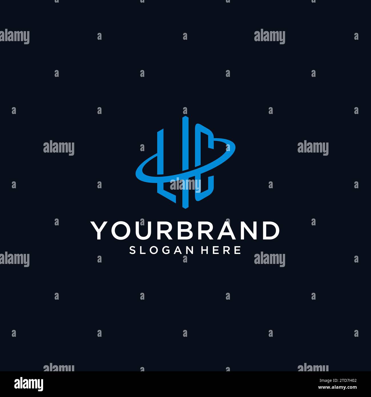 Logo monogramma iniziale LC con forma esagonale e idee di design Swoosh Illustrazione Vettoriale