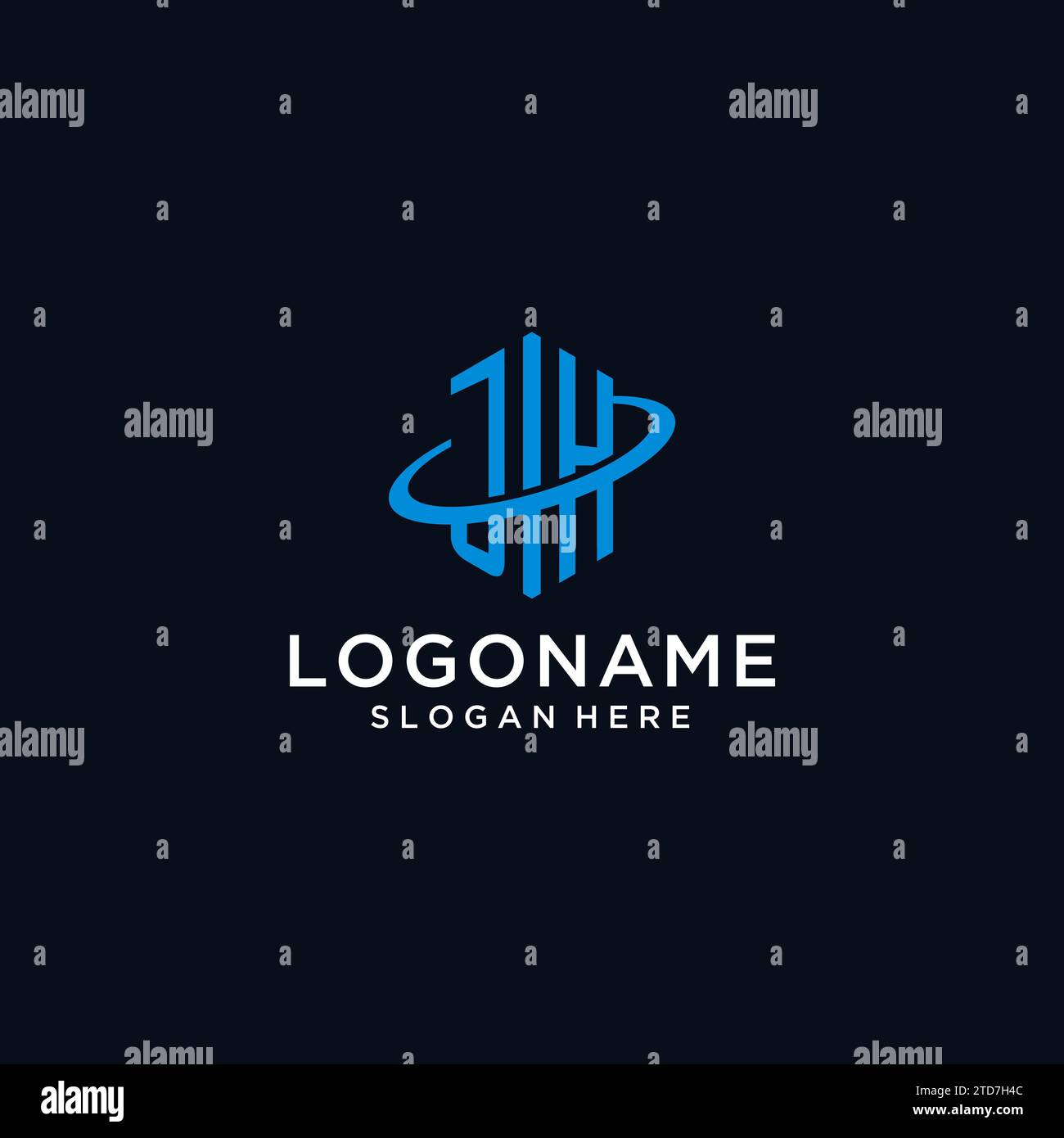 Logo monogramma iniziale JH con forma esagonale e idee di design Swoosh Illustrazione Vettoriale