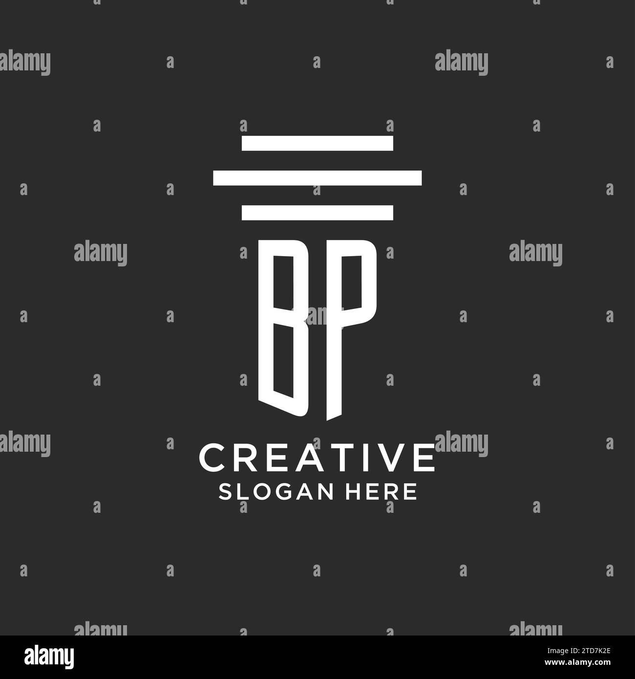 Iniziali BP con logo a colonna semplice, logo di studio legale creativo grafica vettoriale Illustrazione Vettoriale