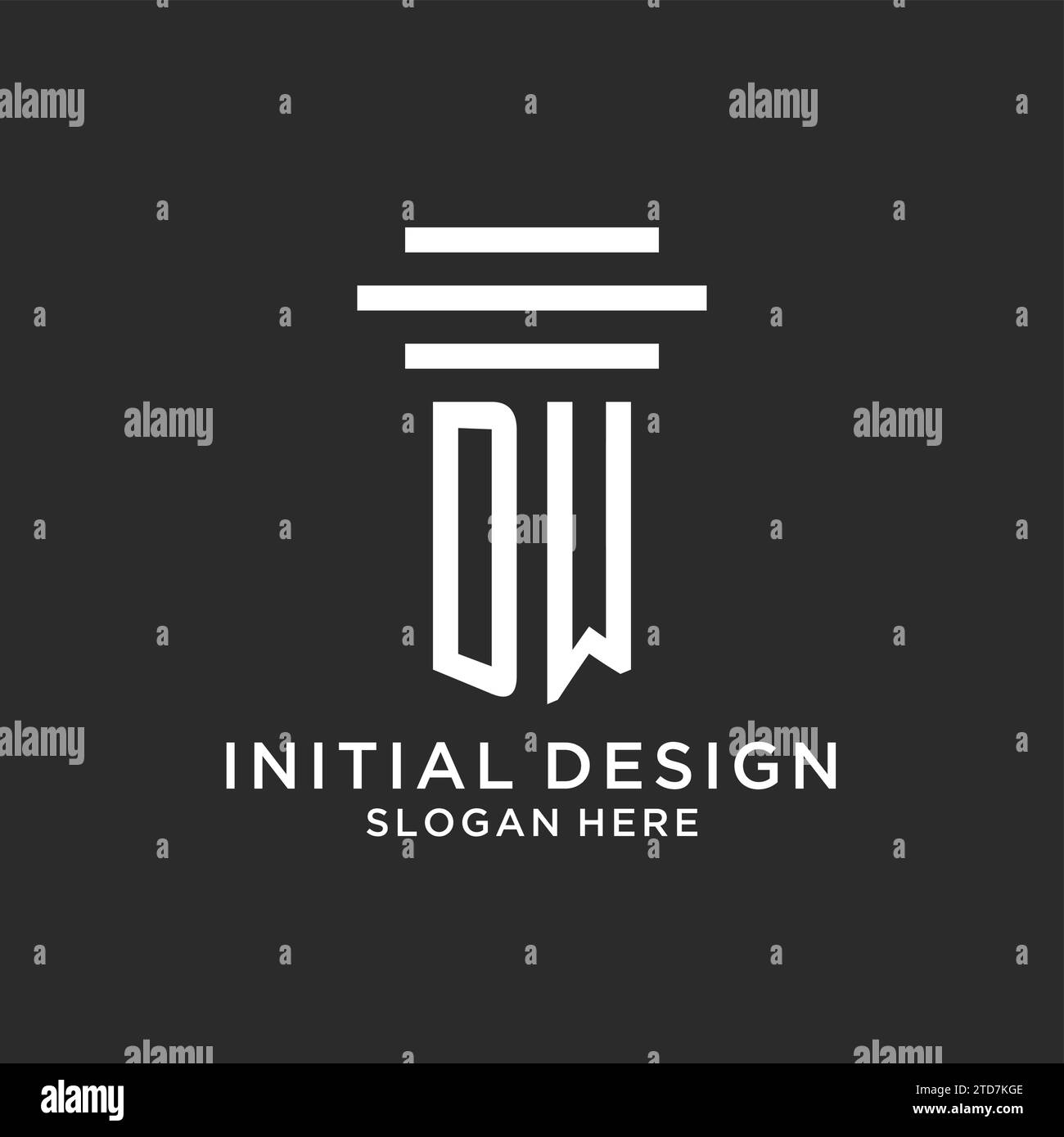 Iniziali DW con logo a colonna semplice, logo di studio legale creativo grafica vettoriale Illustrazione Vettoriale