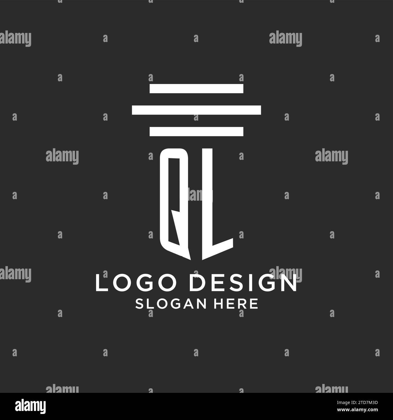 Iniziali QL con logo a colonna semplice, logo di studio legale creativo grafica vettoriale Illustrazione Vettoriale