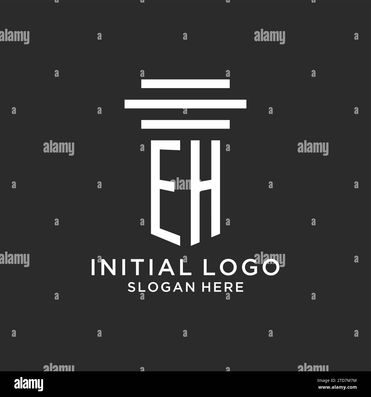 Iniziali EH con logo a colonna semplice, logo di studio legale creativo grafica vettoriale Illustrazione Vettoriale