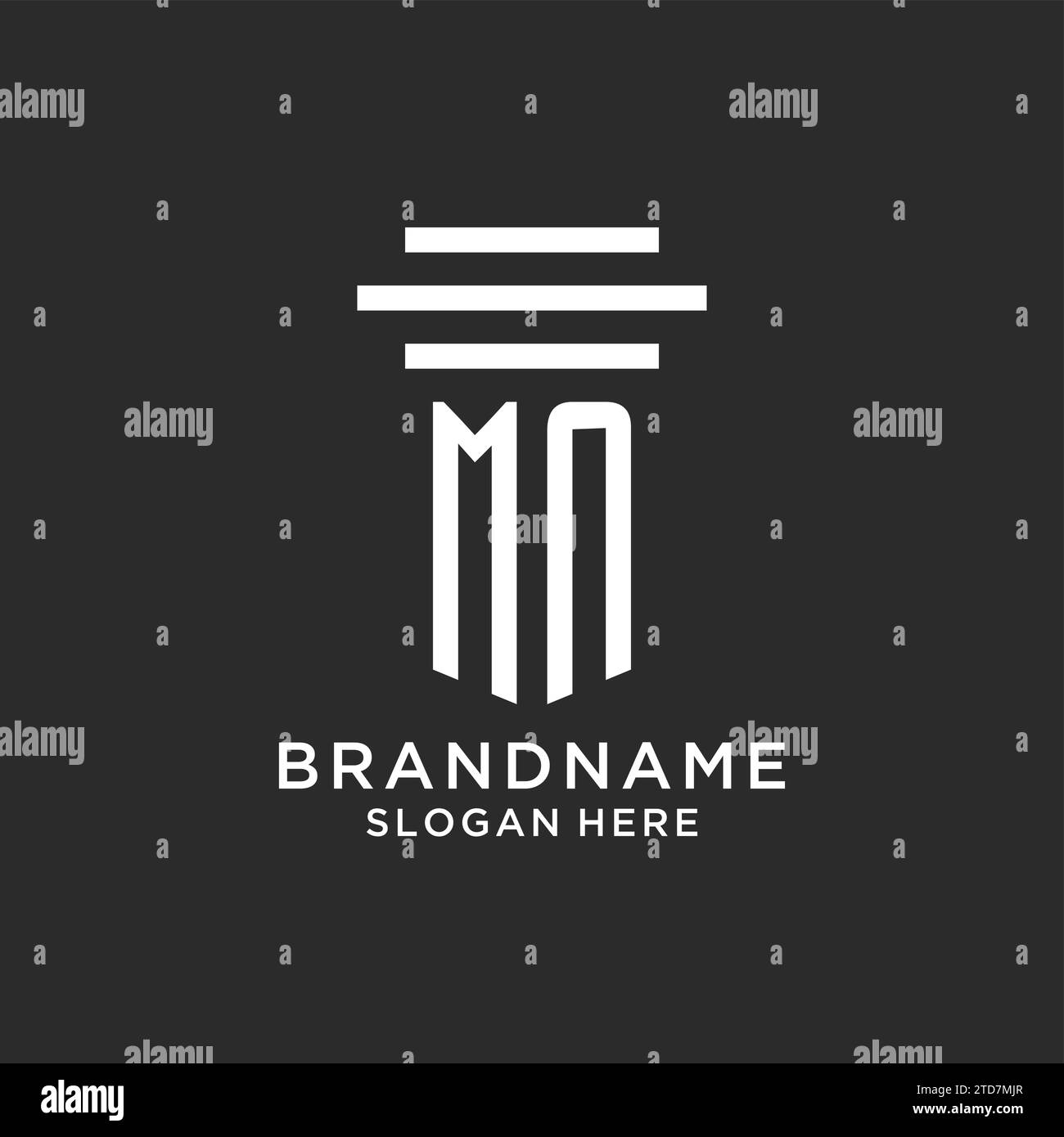 Iniziali MN con logo a colonna semplice, logo di studio legale creativo grafica vettoriale Illustrazione Vettoriale