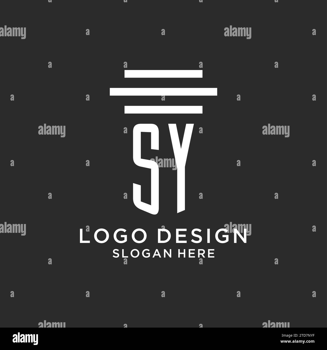Iniziali SY con logo a colonna semplice, logo di studio legale creativo grafica vettoriale Illustrazione Vettoriale