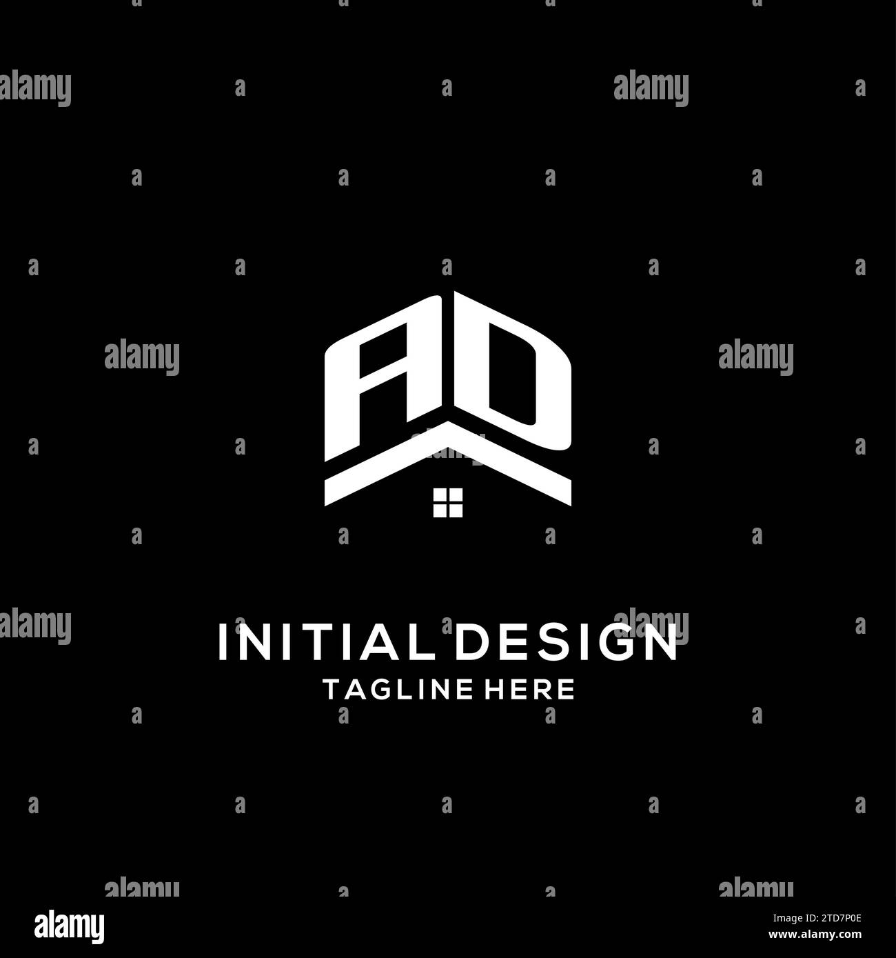 Logo ad iniziale con tetto astratto per la casa, grafica vettoriale di design semplice e pulito del logo immobiliare Illustrazione Vettoriale