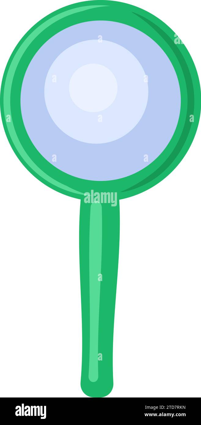 Lente di ingrandimento riutilizzabile con manico, oggetto in vetro per la casa. Articoli domestici non utilizzati per lo smaltimento. Riciclaggio di prodotti industriali. fla semplice Illustrazione Vettoriale