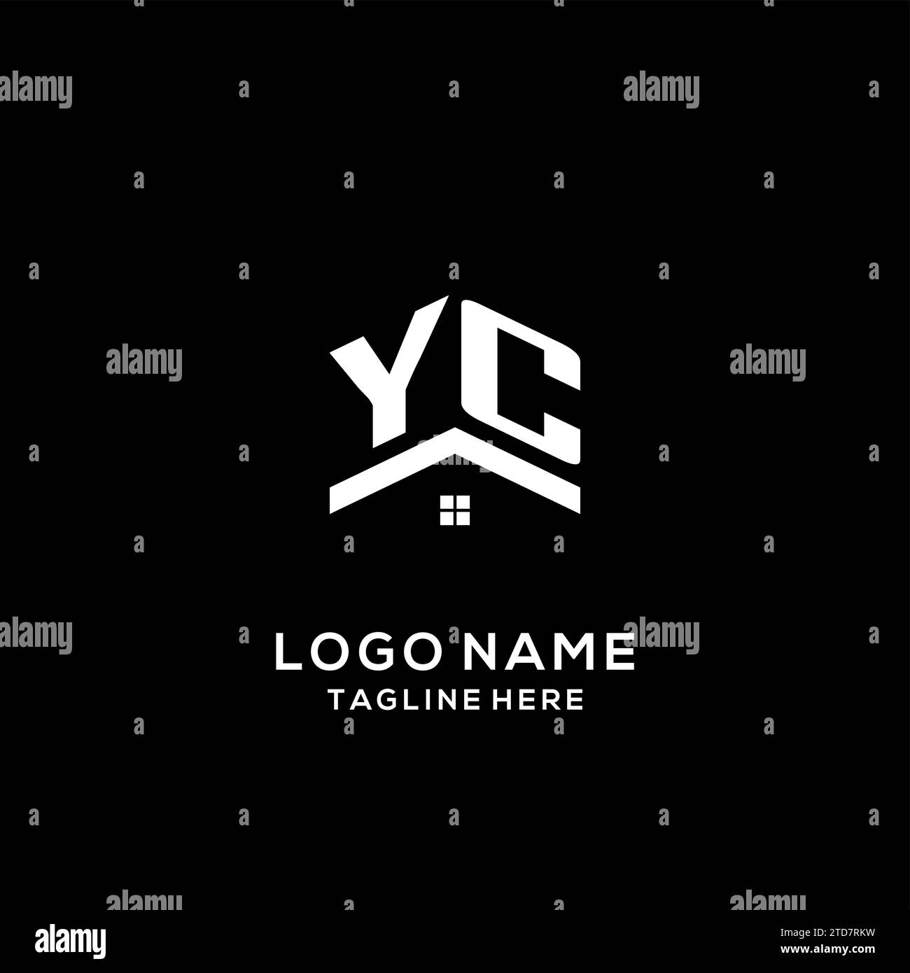 Logo YC iniziale con tetto astratto, grafica vettoriale di design semplice e pulito del logo immobiliare Illustrazione Vettoriale