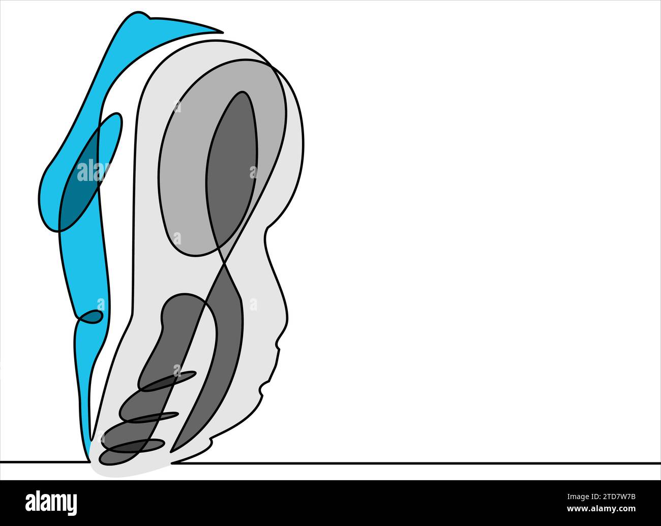 Illustrazione vettoriale delle sneakers. Scarpe sportive in linea. Una linea continua Illustrazione Vettoriale