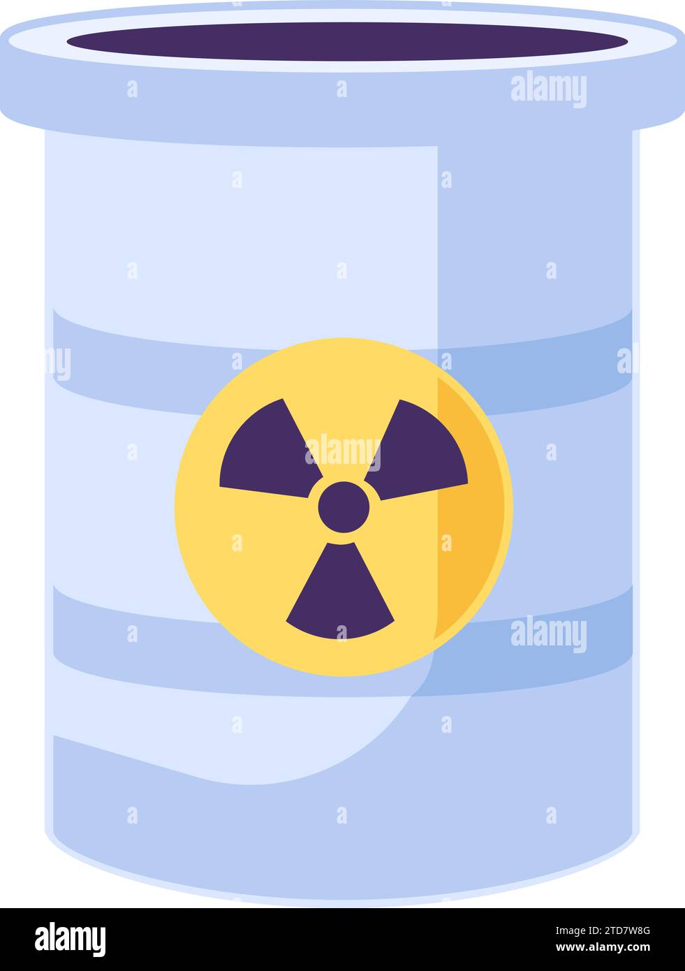 Pericolo di inquinamento dei rifiuti. Icona barile di rifiuti radioattivi. Materiali esplosivi tossici. Problema di separazione dei rifiuti pericolosi. Elemento per descrizione infografica Illustrazione Vettoriale