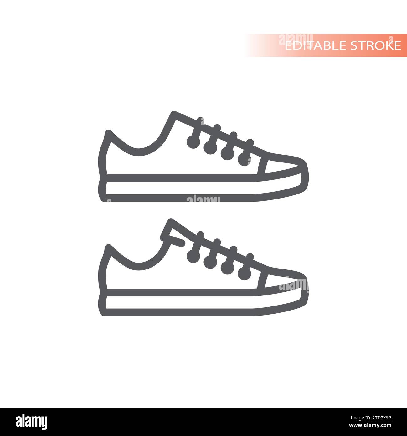 Icona vettoriale linea sneakers. Sneaker con lacci. Illustrazione Vettoriale