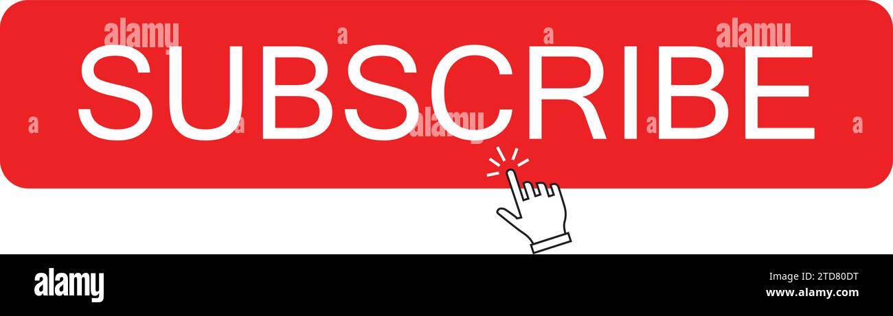 Iscriviti pulsante rosso | iscriviti al canale | Social media | icona pulsante | pulsante a campana e cursore a mano Illustrazione Vettoriale