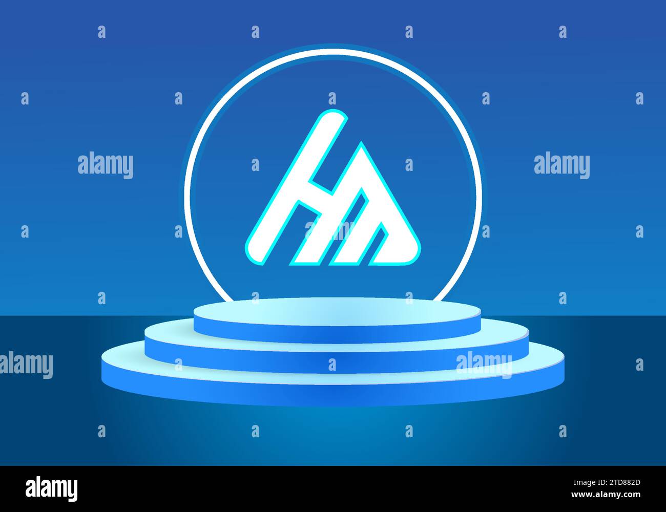Simbolo con logo blu HM. Logo Vector per le aziende. Illustrazione Vettoriale