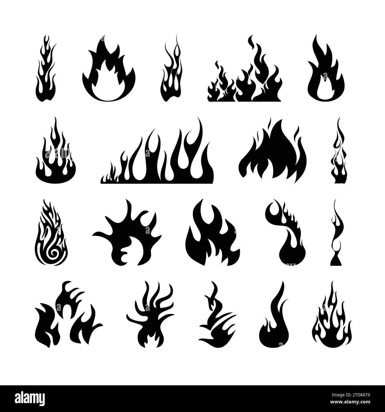 Set di icone fiamma fuoco simbolo di fuoco. Collezioni di fuoco. Illustrazione Vettoriale