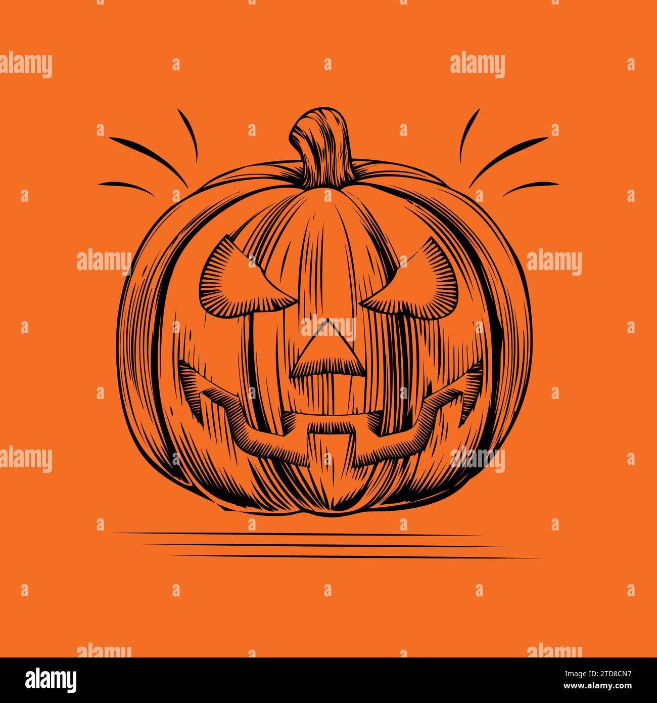 Spaventoso mostro Lanterna della zucca di Halloween Illustrazione Vettoriale