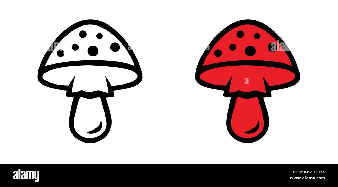 Set di icone a fungo illustrazione vettoriale isolata su sfondo bianco. Illustrazione Vettoriale
