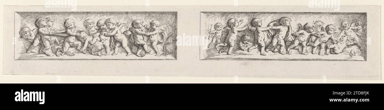 Due fregi giocati a Putti, da: L'oeuvre de J. B. Huet (Premier Livre, Sixieme Cahier, PL. 34) 2012 di Jean-Baptiste Huet i Foto Stock
