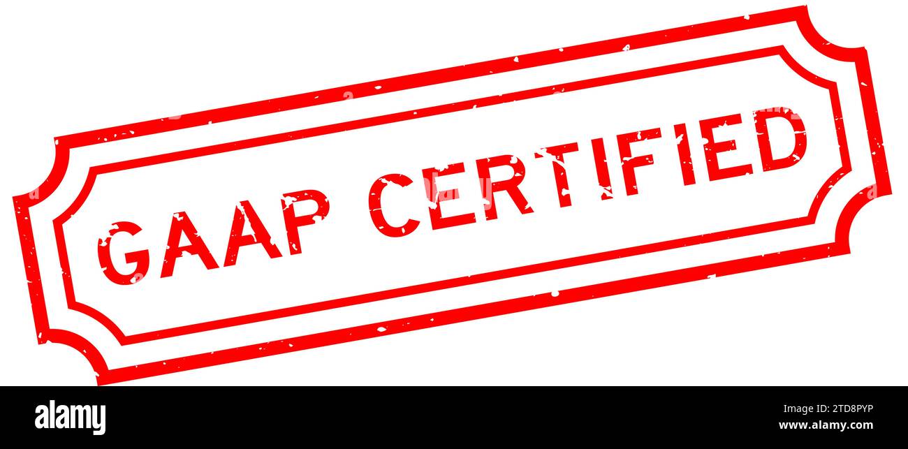 Grunge RED GAAP (abbreviazione di Generally Accepted Accounting Principles) timbro in gomma per parole certificato su sfondo bianco Illustrazione Vettoriale