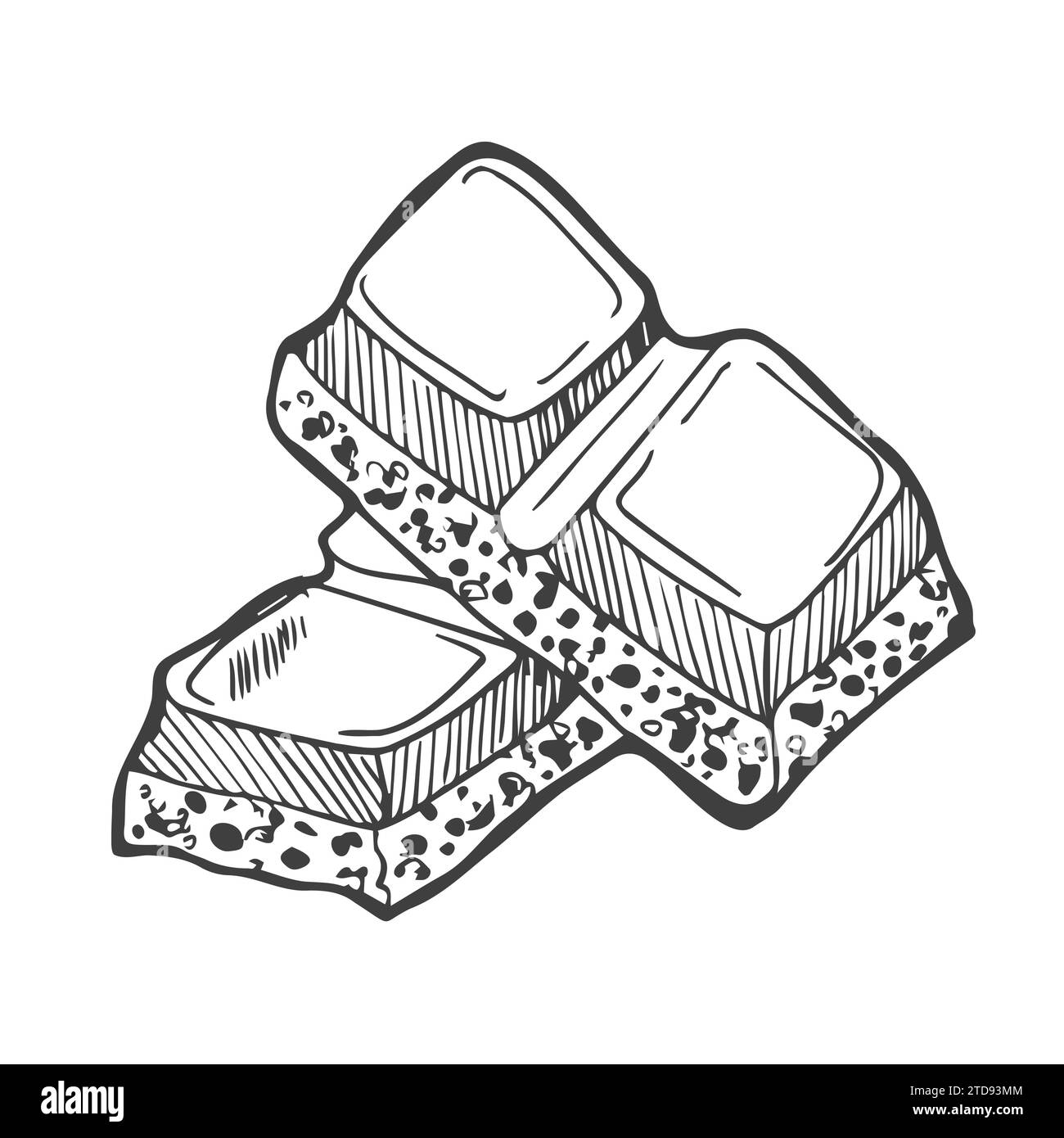 Pezzi di barretta di cioccolato bianco e nero Illustrazione Vettoriale