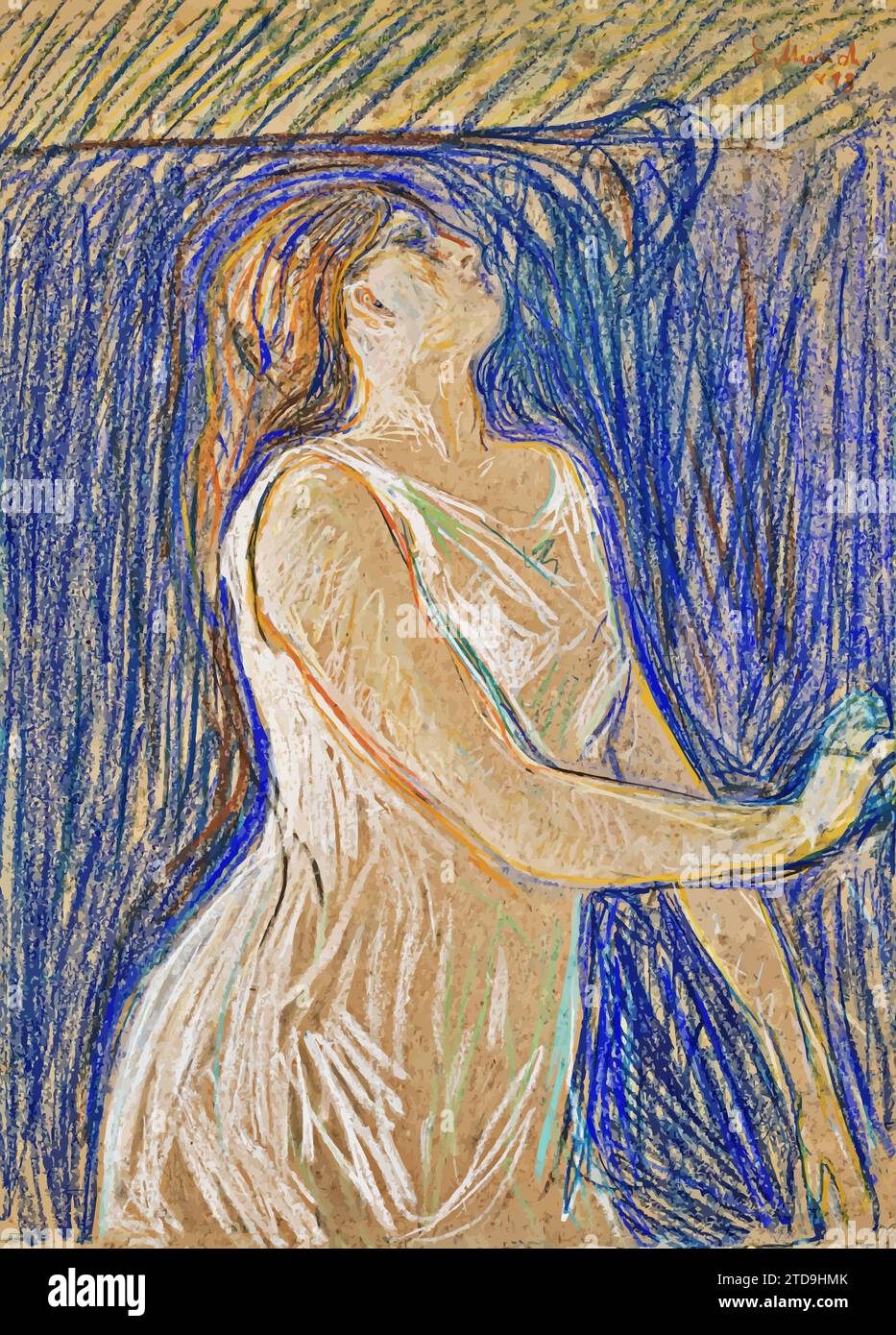 Study of a Model, 1893 (Painting) dell'artista Munch, Edvard (1863-1944) / norvegese. Illustrazione Vettoriale