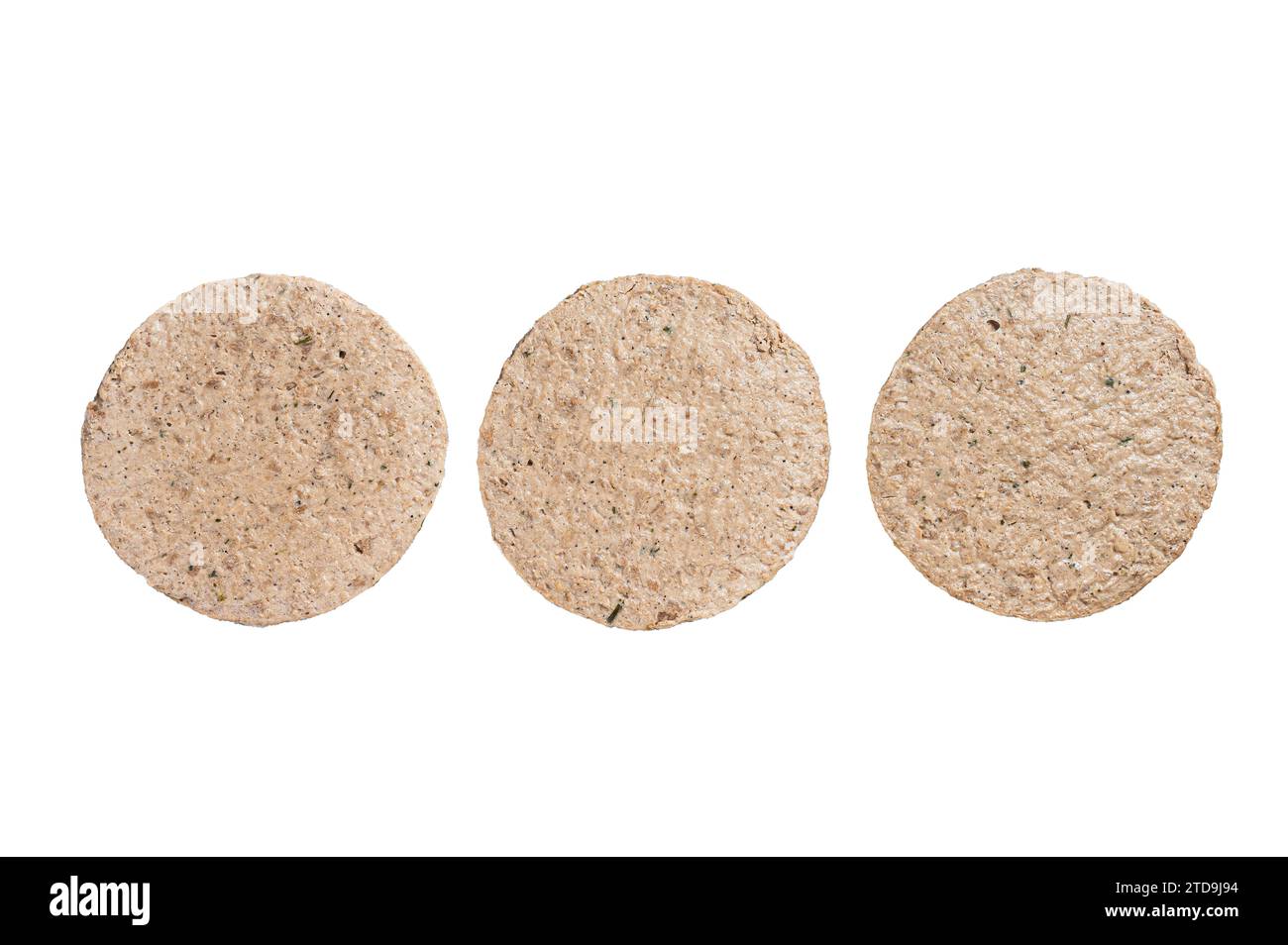 Polpettine di hamburger a base di carne cruda, cotolette vegetariane. Isolato su sfondo bianco Foto Stock