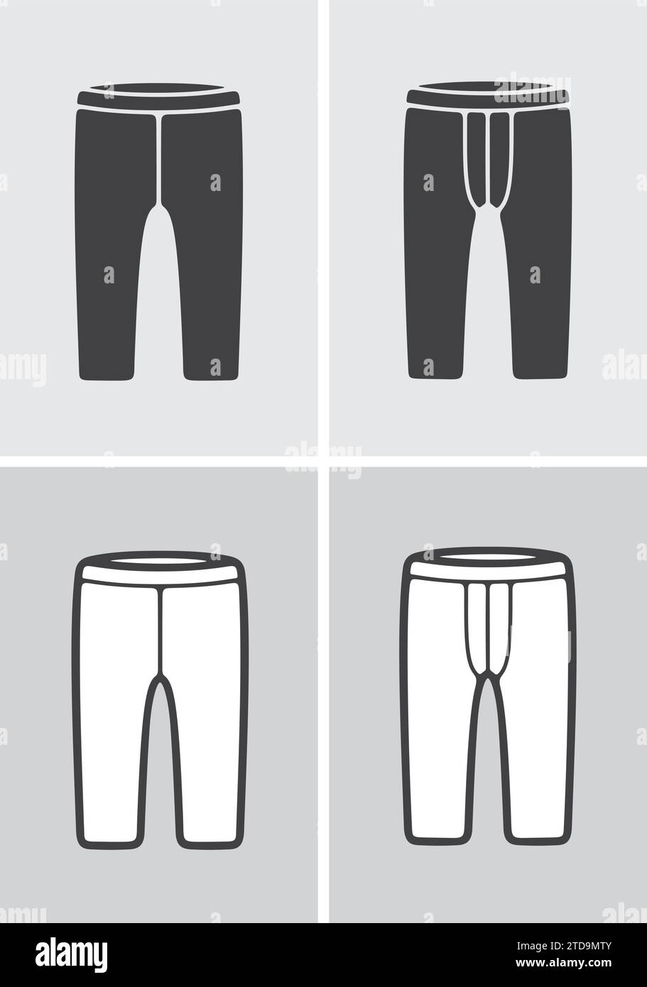 Leggings corto da donna e da uomo o pantaloni da bici. Icona abiti su sfondo. Illustrazione vettoriale. Illustrazione Vettoriale