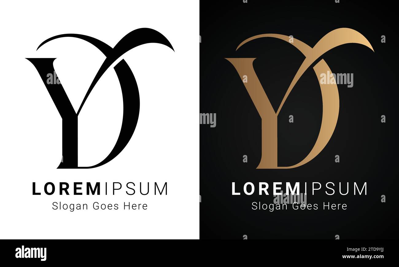 Design con logo monogramma Luxury iniziale DY o YD Text Letter Illustrazione Vettoriale