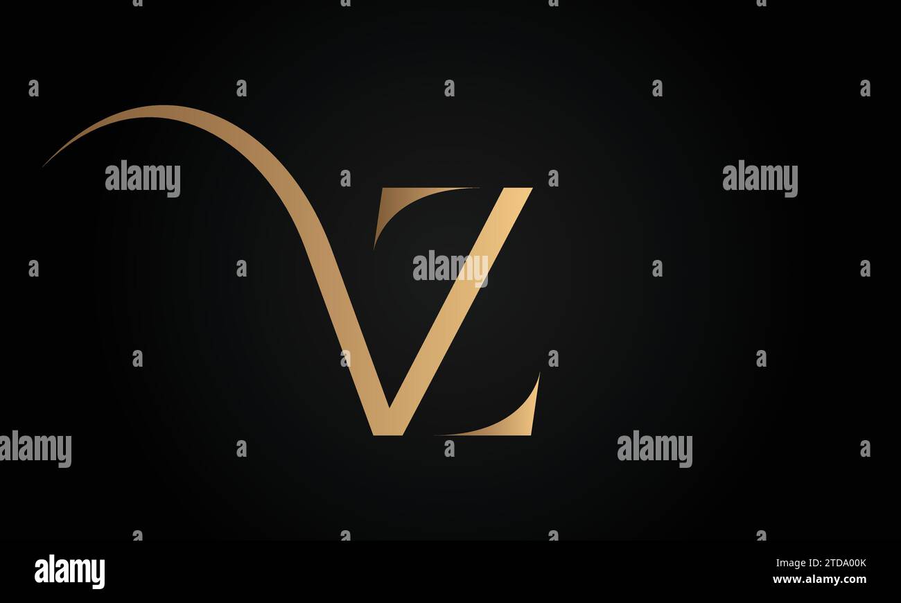 Design con logo monogramma Luxury iniziale ZV o VZ Text Letter Illustrazione Vettoriale