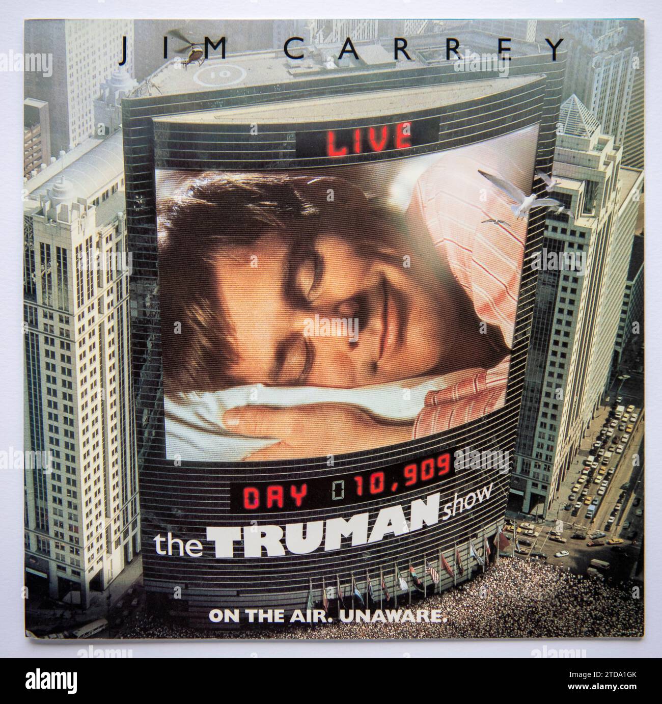 Prima copertina di informazioni pubblicitarie per The Truman Show, un film commedia drammatico con Jim Carrey, uscito nel 1998 Foto Stock