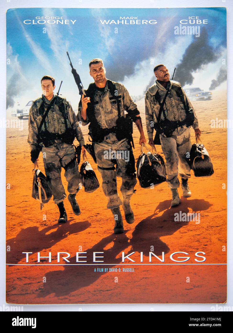 Prima copertina di informazioni pubblicitarie per Three Kings, un film di guerra/azione uscito nel 1999 Foto Stock