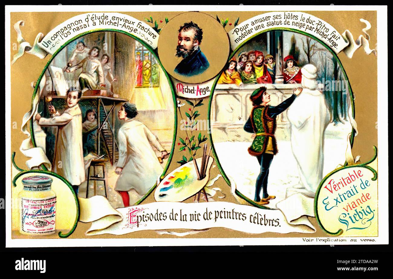 Famous Painters - Michel Angelo - Vintage Liebig Trade Card Foto Stock