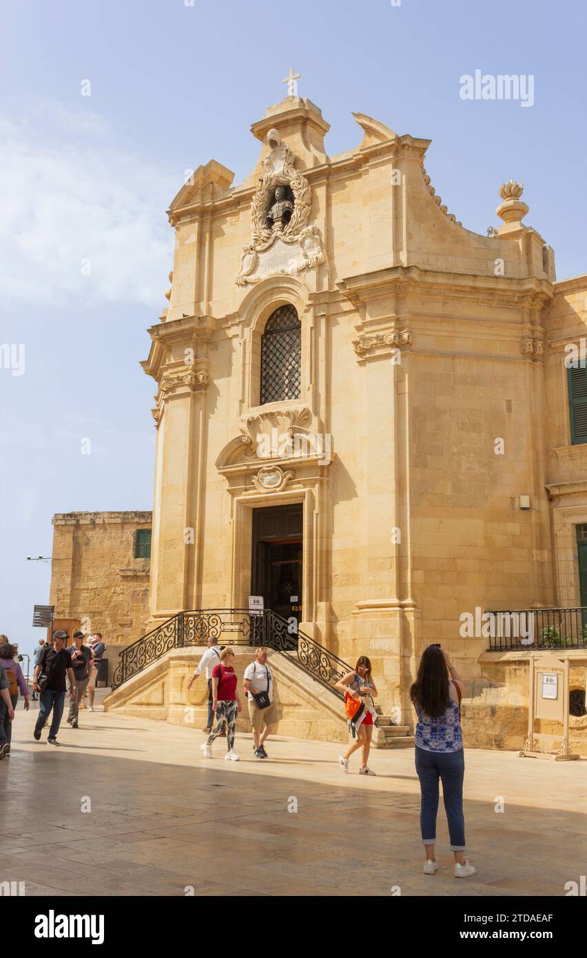 La Valletta, Malta. La chiesa di nostra Signora della Vittoria, precedentemente nota come chiesa di Sant'Antonio Abate, la prima chiesa e edificio completato in Foto Stock