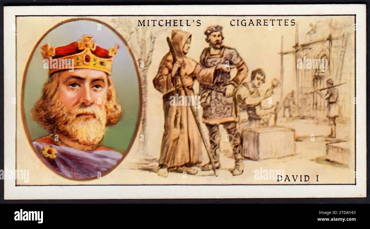 David i, Re di Scozia - carta sigaretta d'epoca Foto Stock