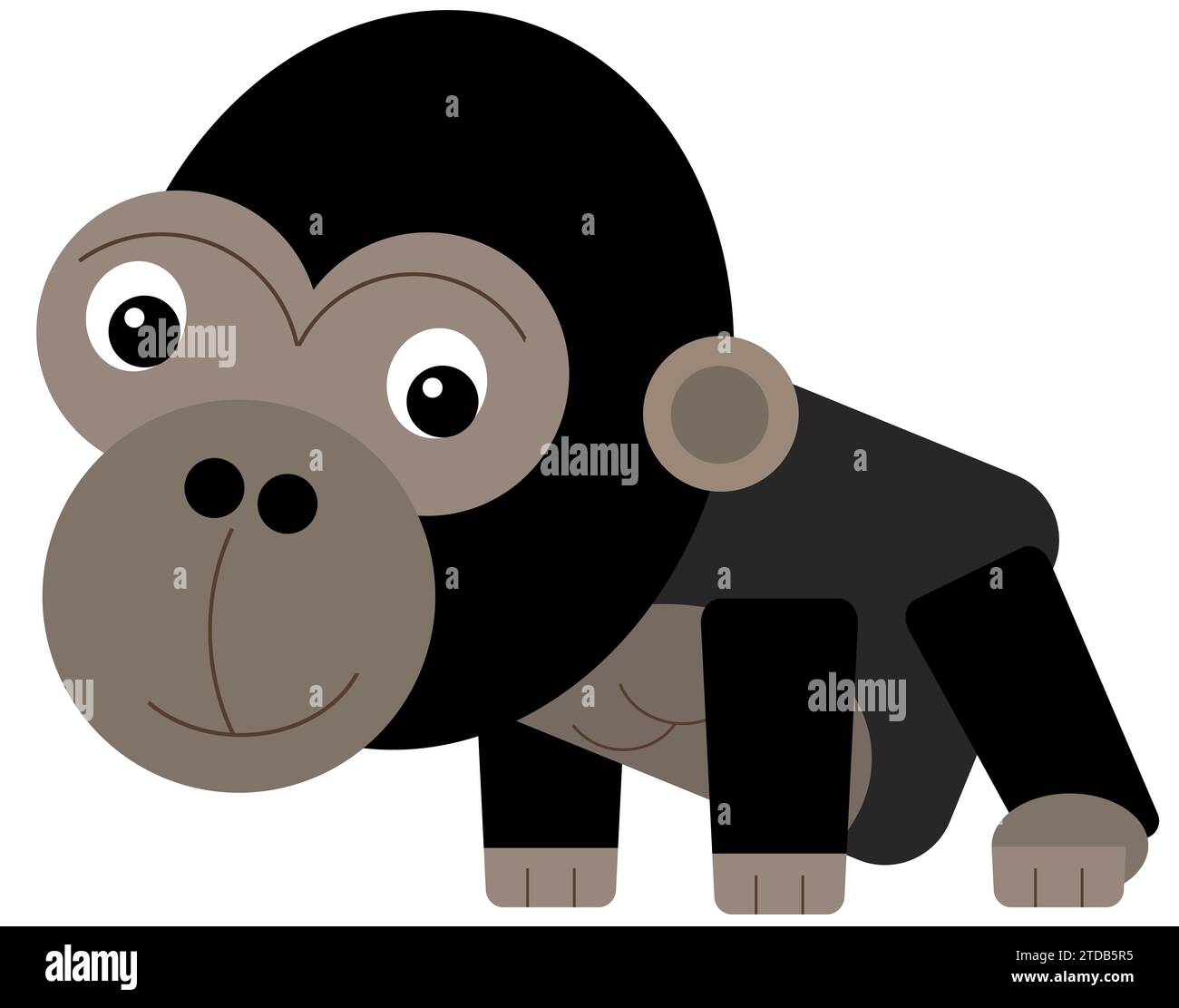 scena di cartoni animati con scimmia felice gorilla su sfondo bianco illustrazione safari per bambini Foto Stock