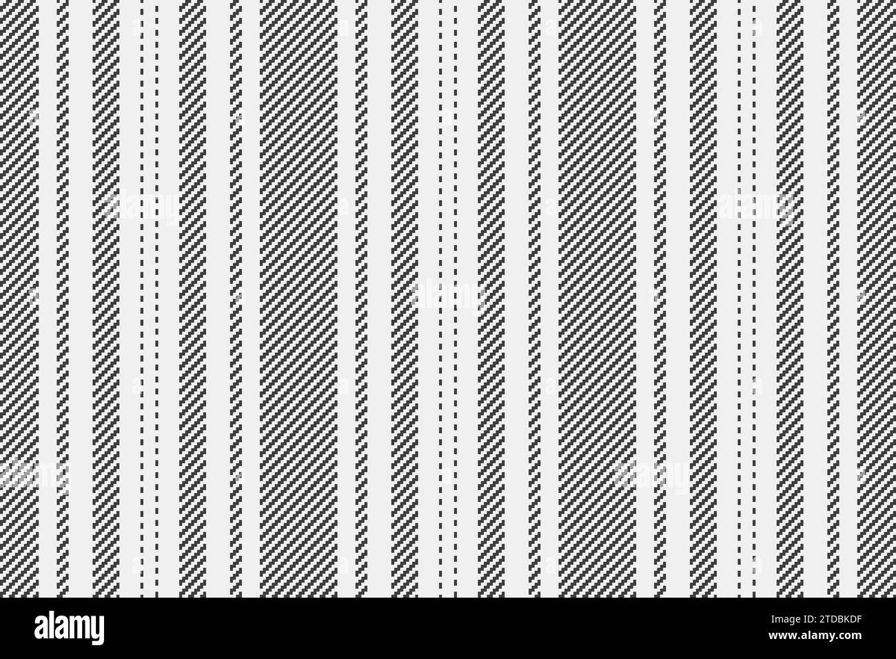 Linee di tessuto in tessuto vettoriale verticale senza cuciture con motivo a strisce di sfondo nei colori bianco e grigio. Illustrazione Vettoriale