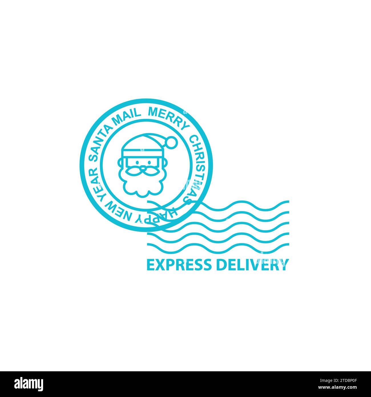 Icona del timbro postale di Babbo Natale. Dal set di icone blu. Illustrazione Vettoriale