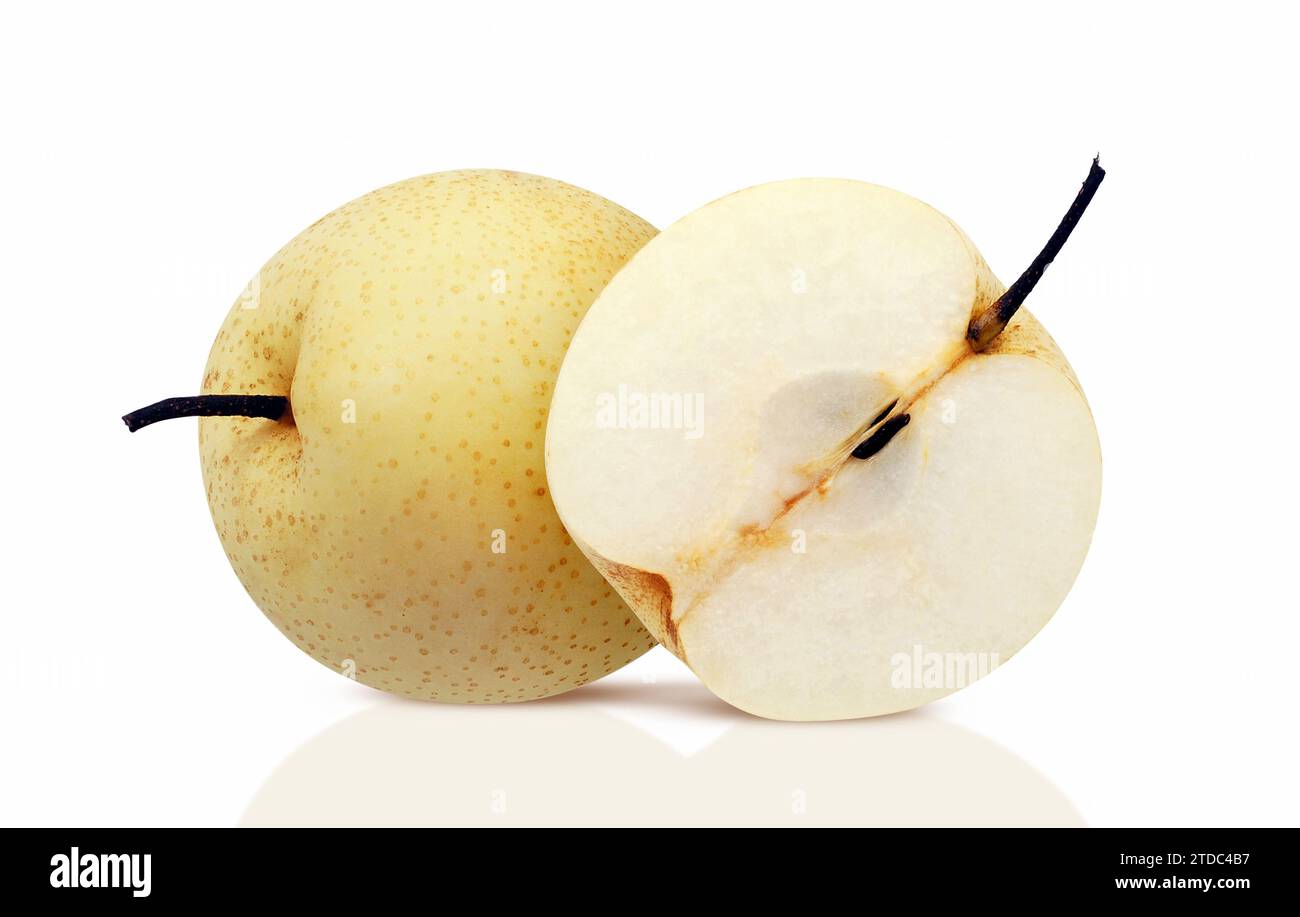 Frutti di pera isolati su fondo bianco (1) Foto Stock