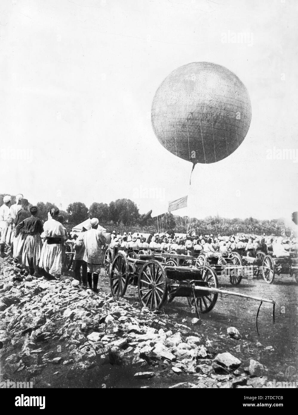 01/09/1907. Pallone da osservazione militare "dar el Beida", nel campo di Casablanca. Crediti: Album / Archivo ABC Foto Stock