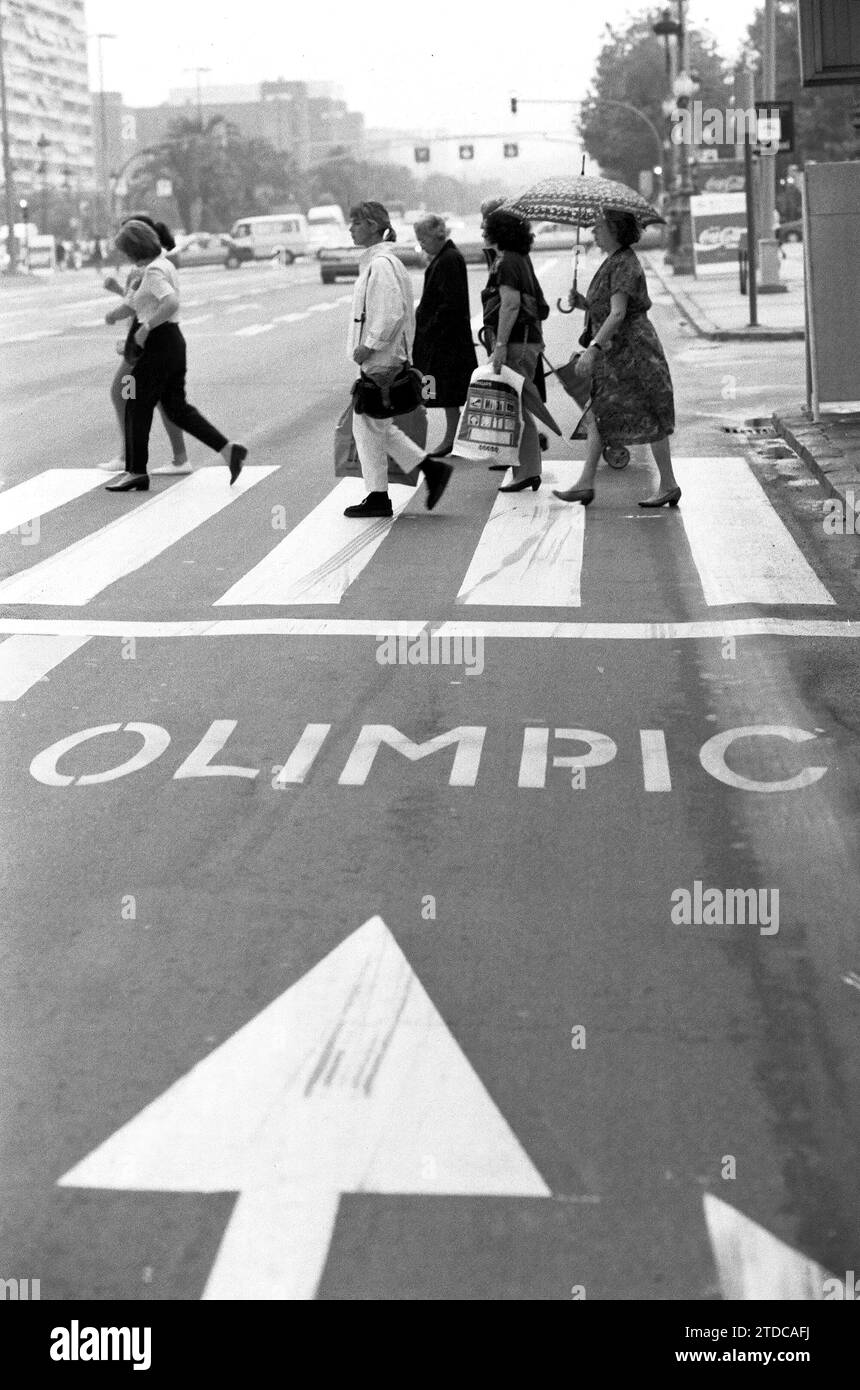 07/01/1992. Barcellona 2..7..92. Giochi Olimpici di Barcellona 92...corsia speciale per il trasporto olimpico. Crediti: Album / Archivo ABC / Jordi Romeu Foto Stock