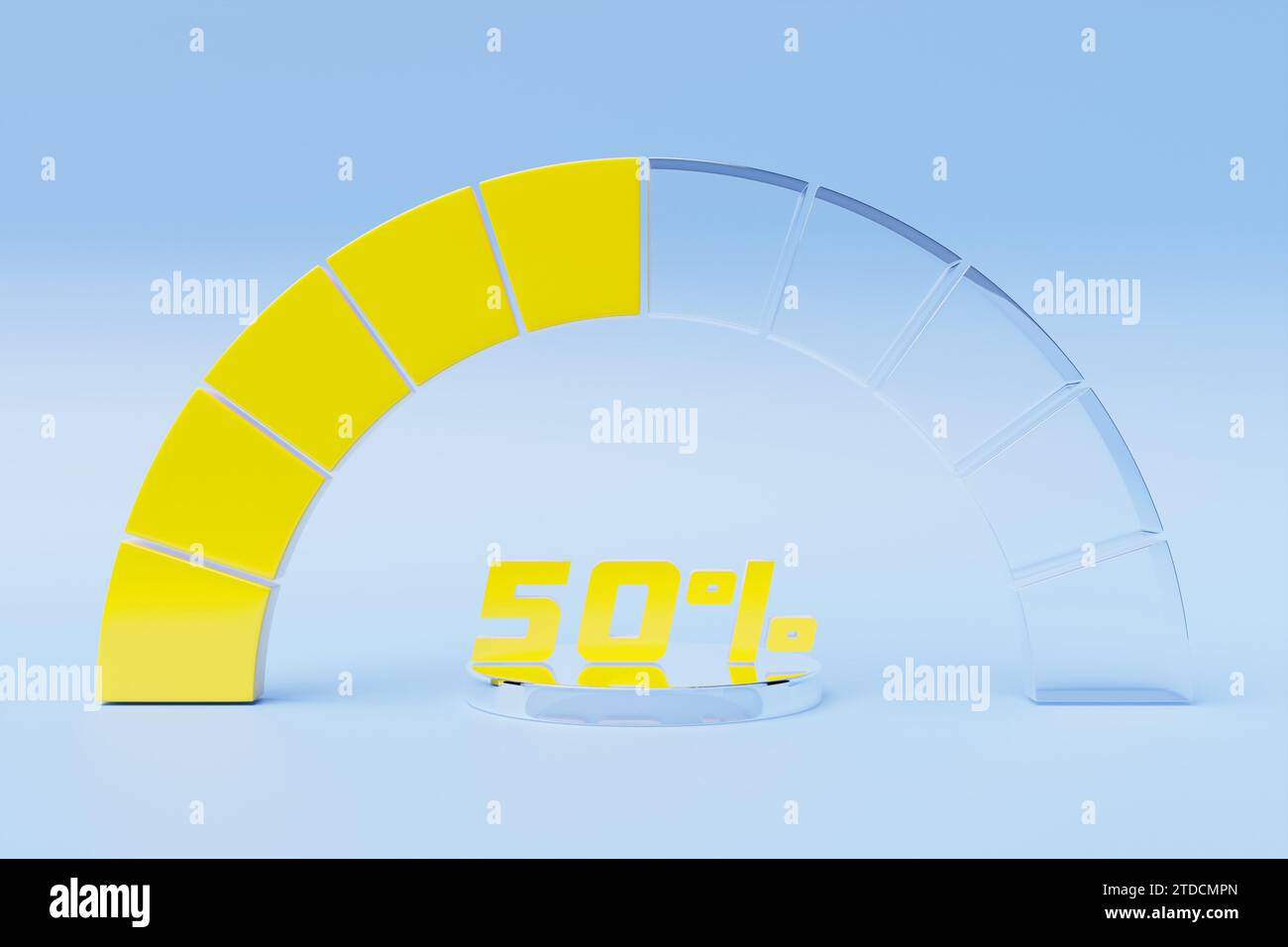 illustrazione 3d con l'icona rotonda del pannello di controllo. Concetto di rischio normale sul tachimetro. Scala di rating del credito Foto Stock