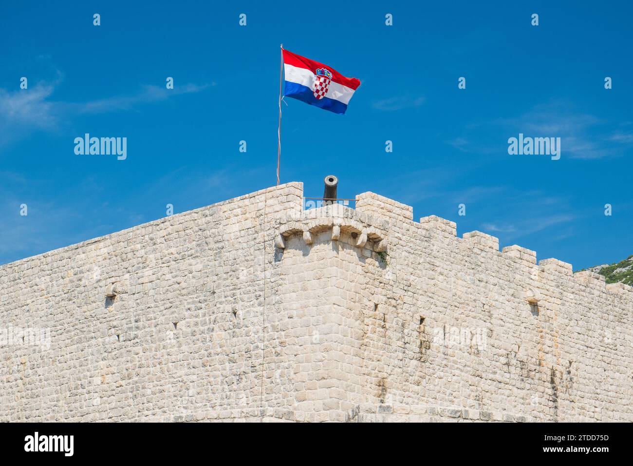 Antiche mura del forte nella città di stagno, Croazia Foto Stock
