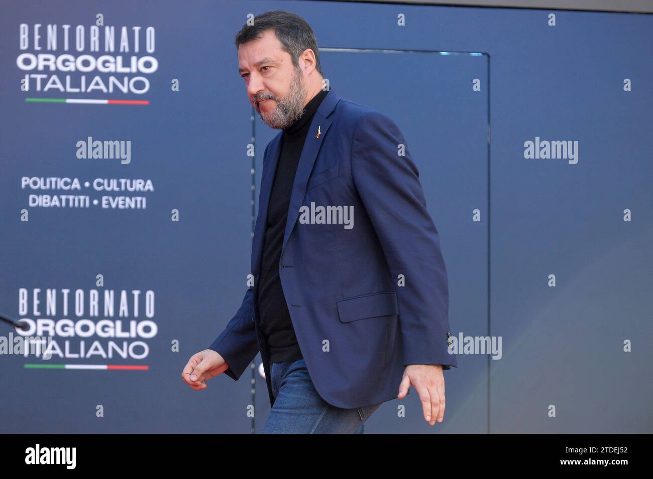 Italia, Roma, 17 dicembre 2023: Matteo Salvini, Ministro dei trasporti e delle infrastrutture, partecipa all'incontro "Atreju 2023". Foto © Stefano Carofei/sintesi/Alamy Live News Foto Stock