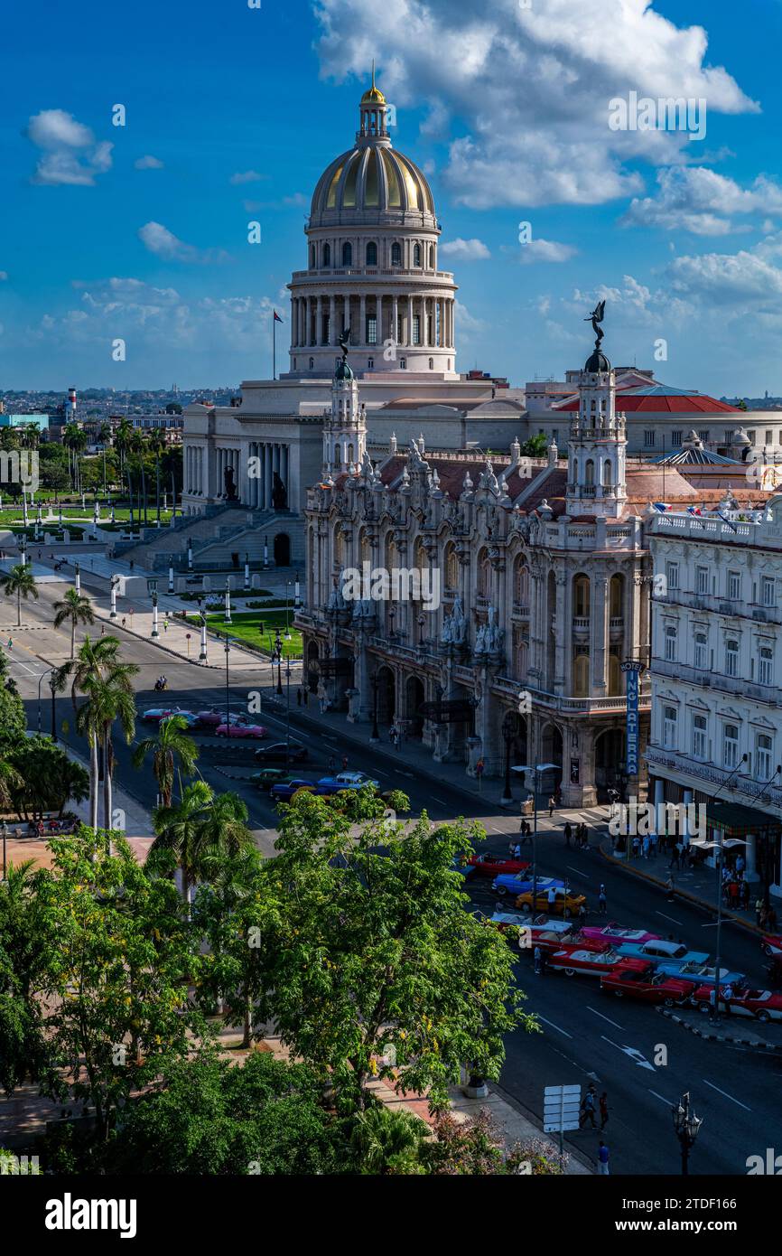 Vista su l'Avana e il suo Campidoglio, l'Avana, Cuba, le Indie occidentali e l'America centrale Foto Stock