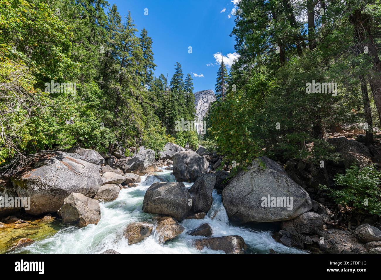 Fiume Merced, Parco Nazionale di Yosemite, sito Patrimonio dell'Umanità dell'UNESCO, California, Stati Uniti d'America, Nord America Foto Stock