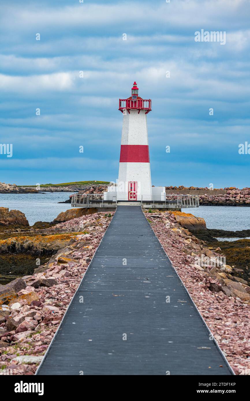 Faro di St Pierre, collettività territoriale di Saint-Pierre e Miquelon, collettività d'oltremare di Francia, Nord America Foto Stock