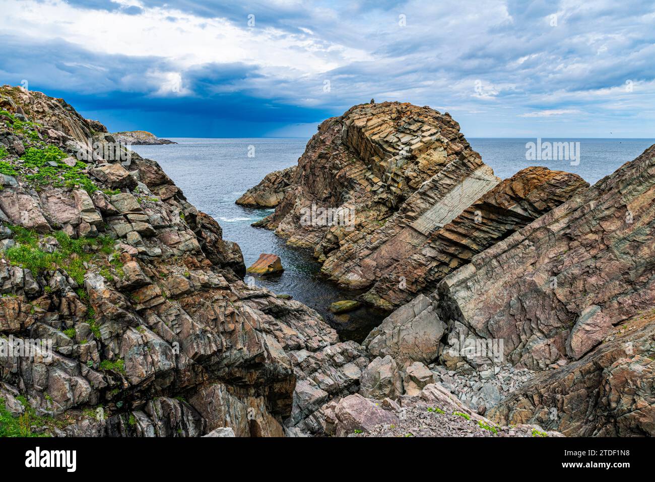 Rocce tettoniche, penisola di Bonavista, Terranova, Canada, Nord America Foto Stock