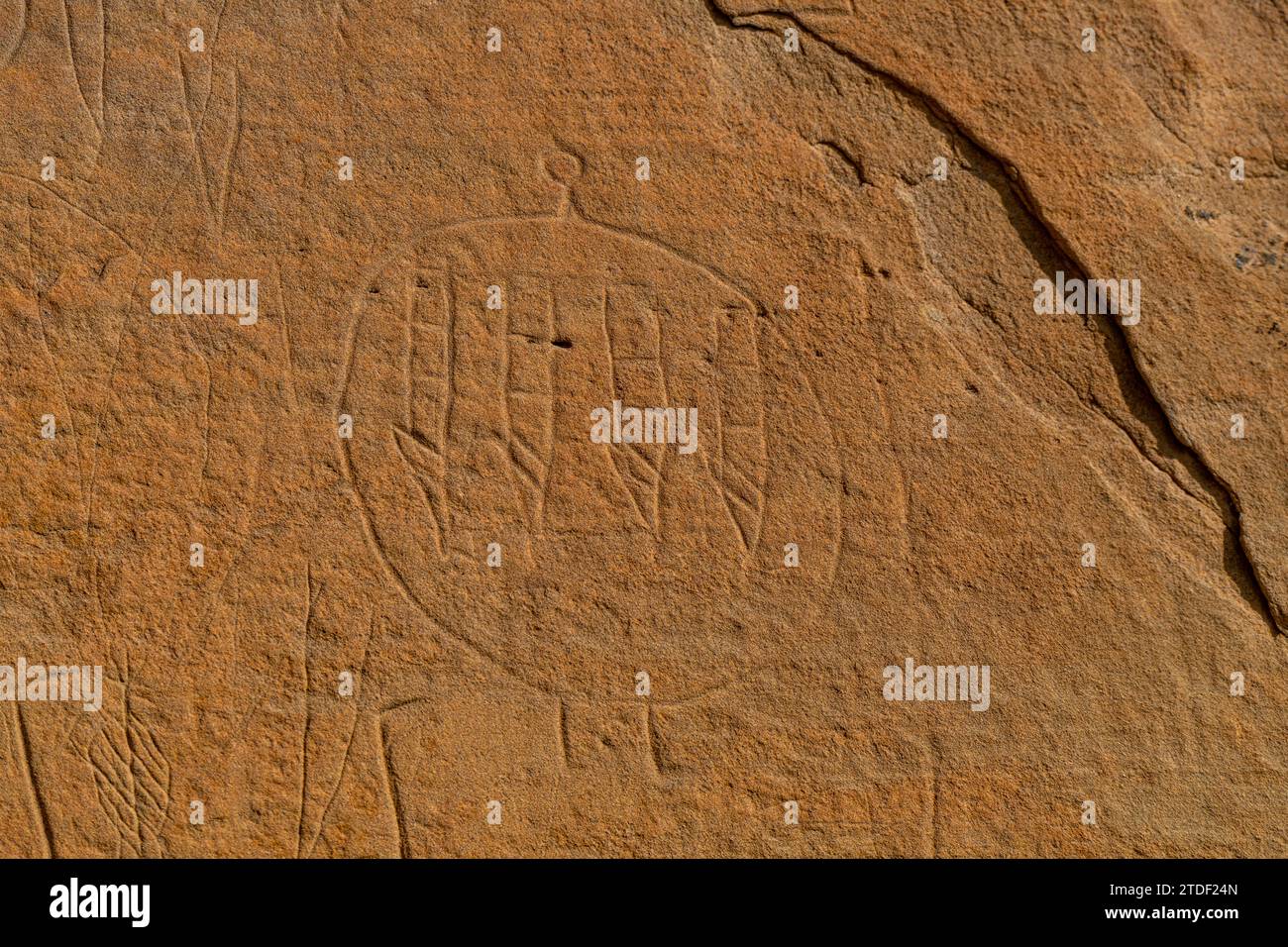 Sculture di roccia indiane, parco provinciale di Writing-on-Stone, sito patrimonio dell'umanità dell'UNESCO, Alberta, Canada, Nord America Foto Stock
